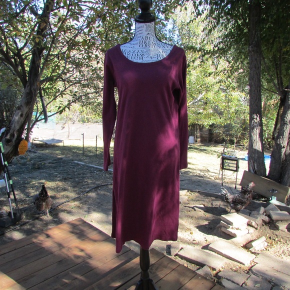 Alexander Del Rossa Rich Burgundy Long Sleeve Dress - Picture 3 of 6